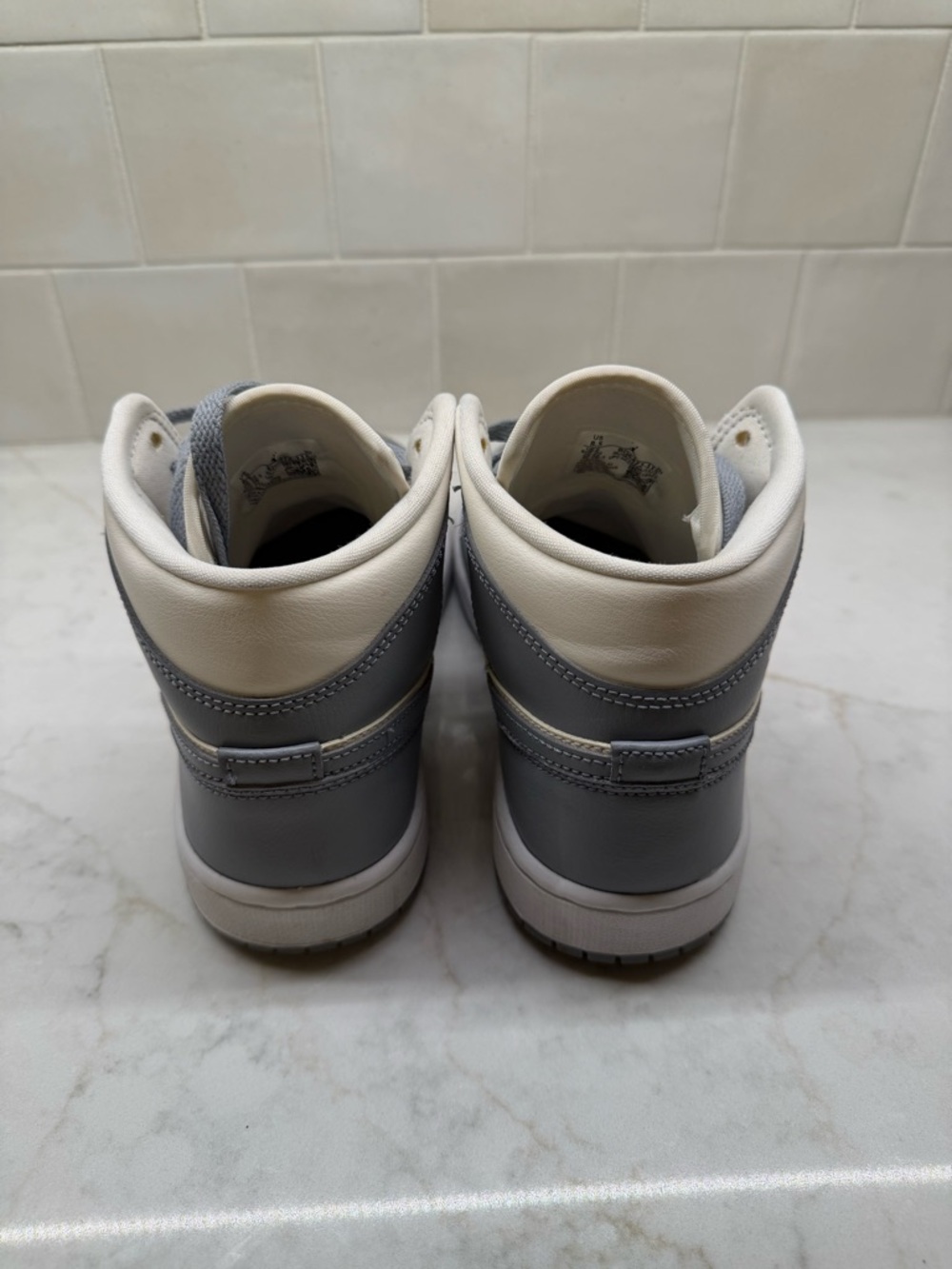 Air Jordan High Top Sneaker in White and Gray - Picture 4 of 6
